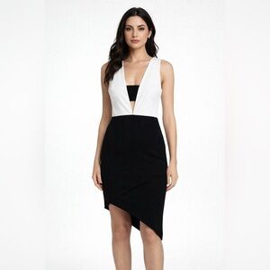 Missguided+ Black Asymmetrical Sheath Dress Size 8